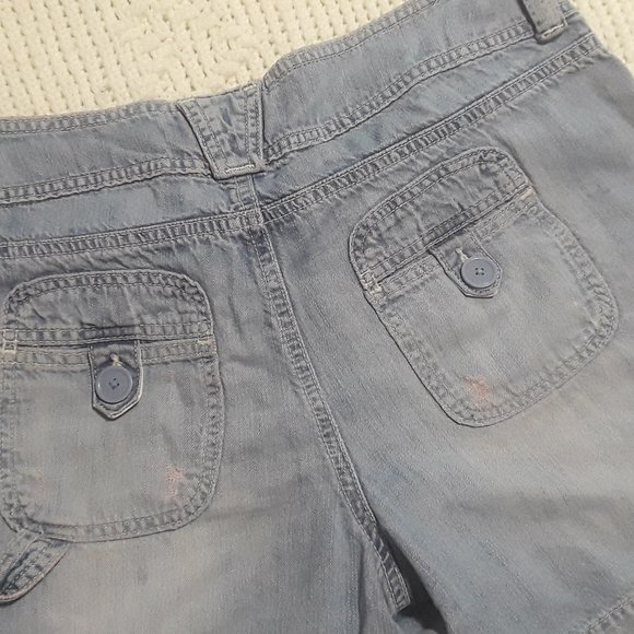 London Jean Denim Jean Shorts Cutoffs W/Pink Thread SZ-10 (T-395) - Picture 8 of 8